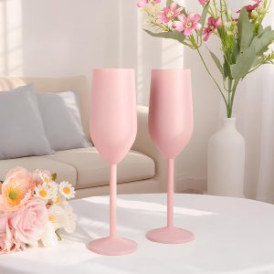 Stainless Steel Champagne Flutes Set of 2 8 oz Unbreakable Wedding Champagne Glasses for Bride & Groom, Ideal Gifts for Anniversary, Birthday, Christmas, Party Celebrations