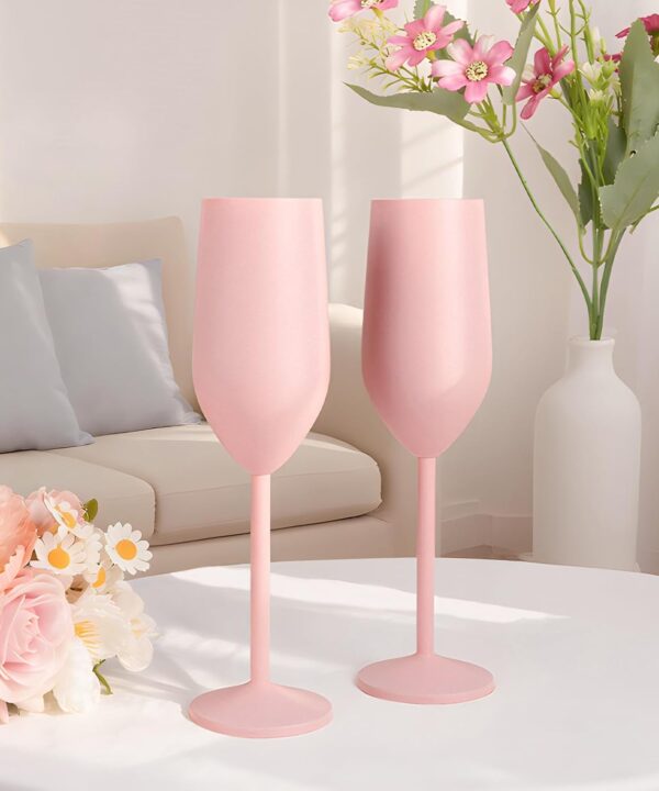 Stainless Steel Champagne Flutes Set of 2 8 oz Unbreakable Wedding Champagne Glasses for Bride & Groom, Ideal Gifts for Anniversary, Birthday, Christmas, Party Celebrations