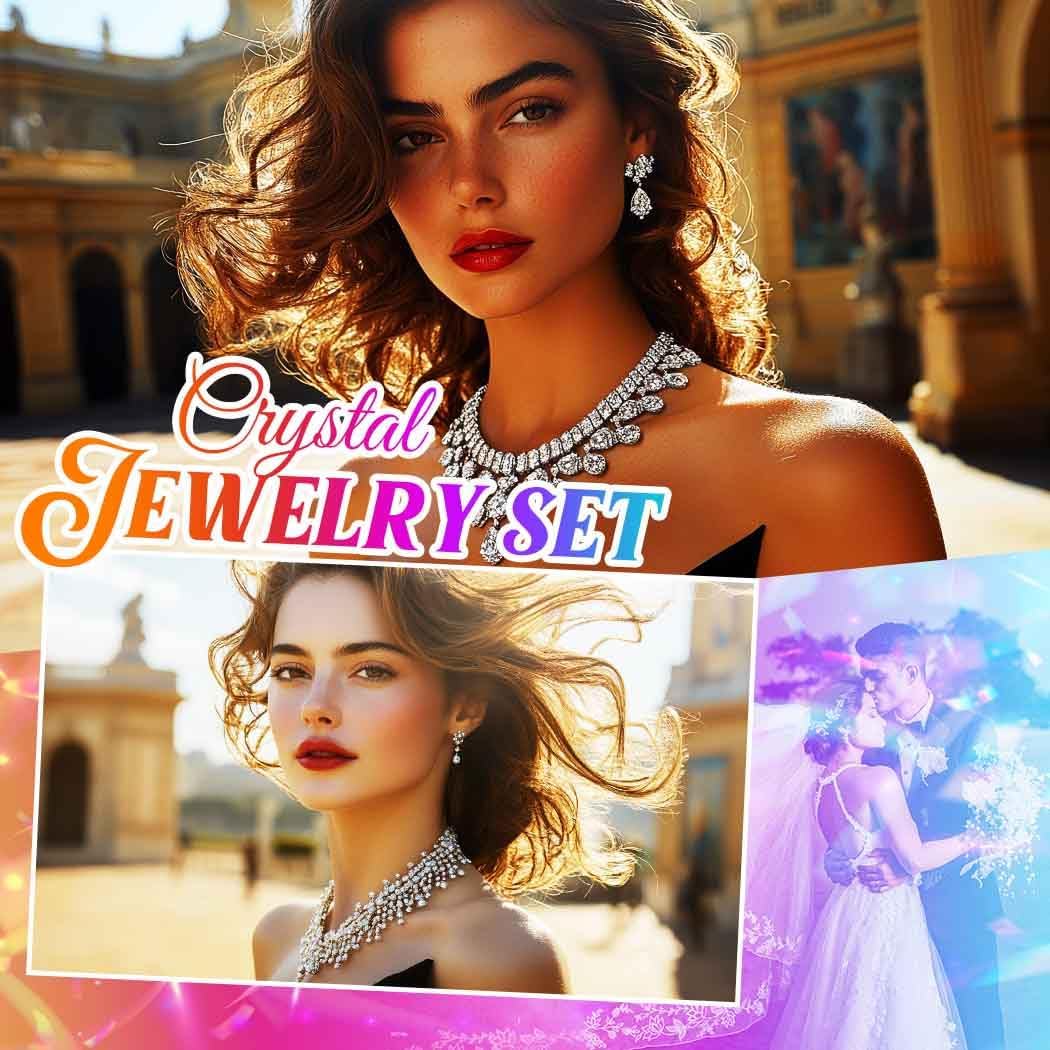 Unicra Rhinestone Bridal Wedding Jewelry Sets Silver Choker Necklace Earrings Bracelet Ring Set Prom Formal Costume Jewelry Set for Women and Brides