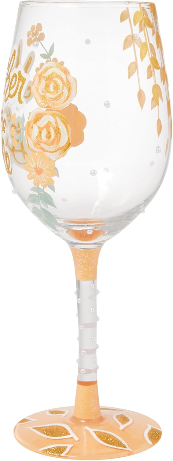 Enesco Lolita Designs Wedding Mother of the Bride Hand-Painted Artisan Wine Glass, 15 Ounce, Multicolor