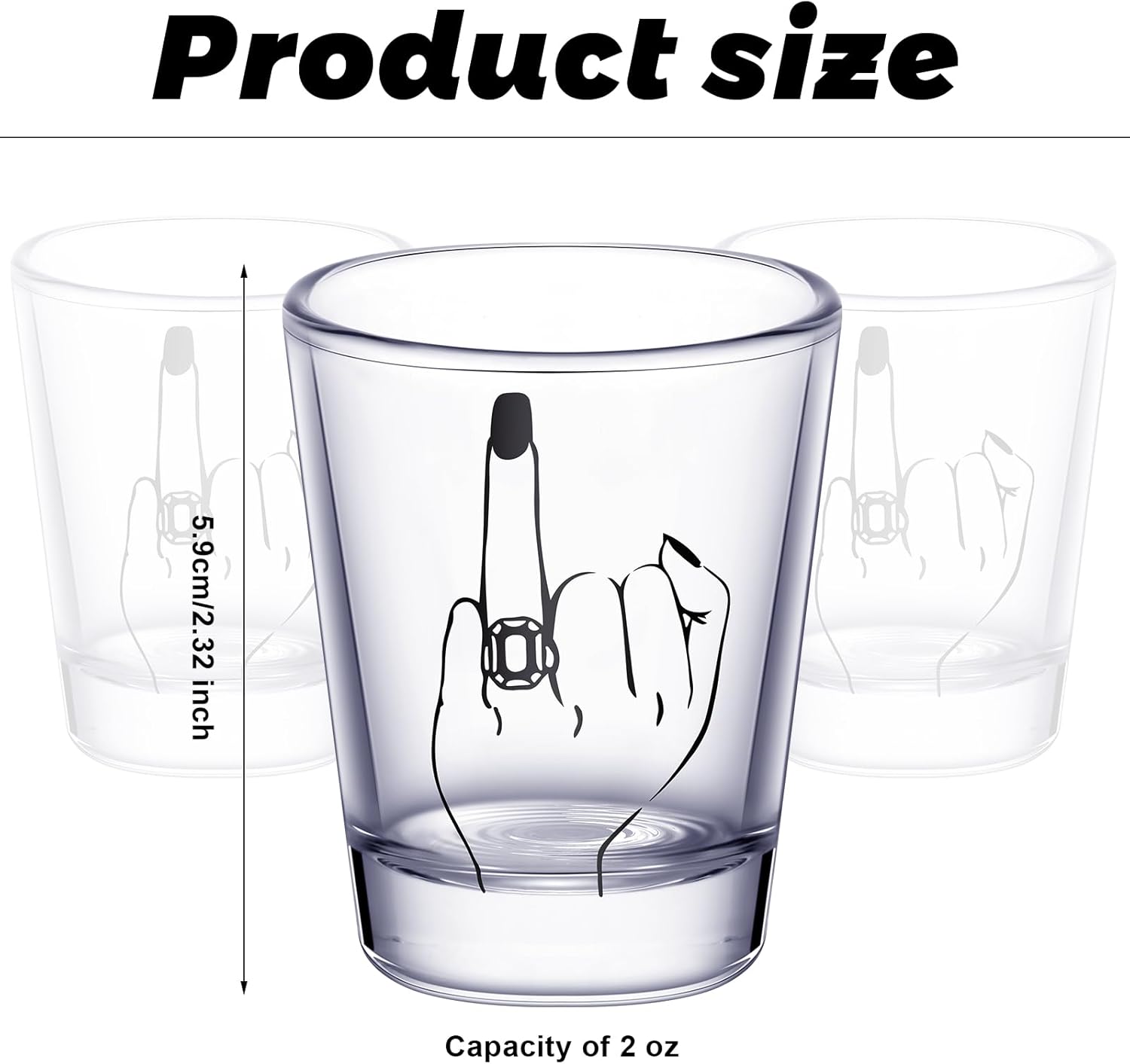 Mimorou Bride and Groom Glasses 2 Pieces Ring Finger Wedding Funny Bride Wine Glass 2 oz Mr and Mrs Engagement Gifts Stemless for Newlyweds Couples(Cool,1.93 Inch)