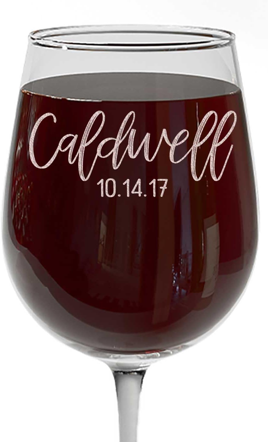 Personalized Mothers Day Etched 16oz Stemmed Wine Glass – Wine Gifts for Women, Custom Mom Engraved Stemmed, Wedding Glass Bride and Groom, Bridal Party, Customized Mum Gift for Her, Caldwell