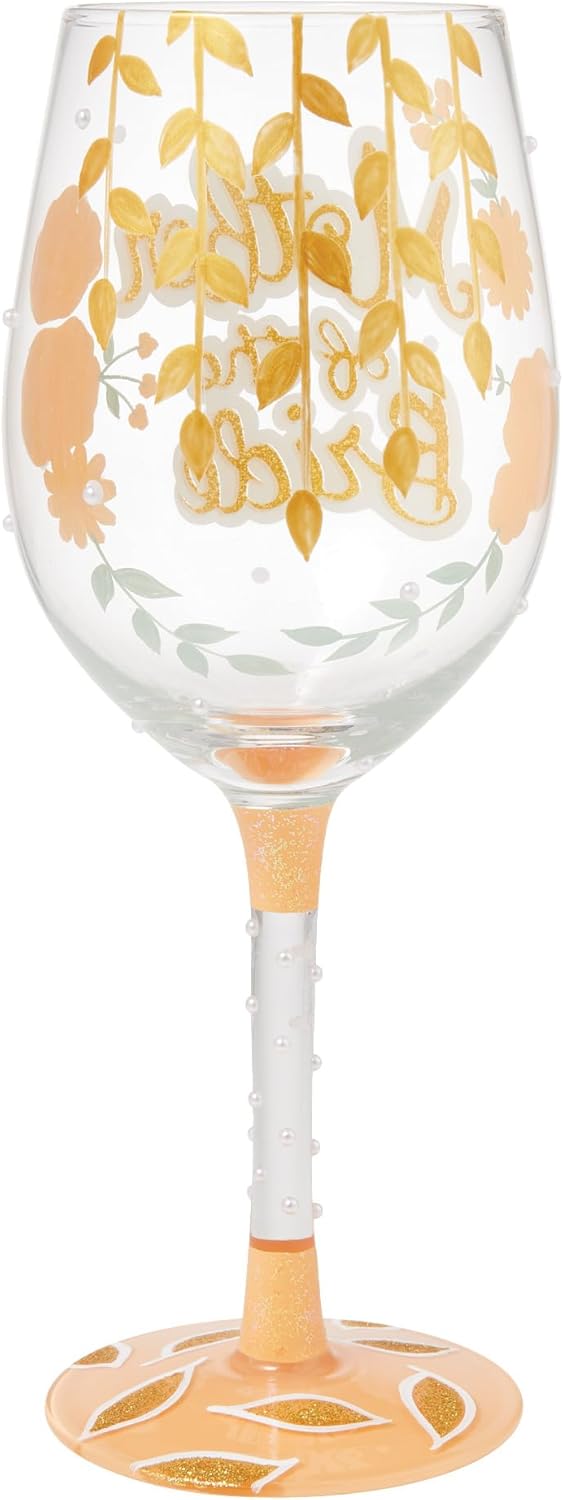 Enesco Lolita Designs Wedding Mother of the Bride Hand-Painted Artisan Wine Glass, 15 Ounce, Multicolor