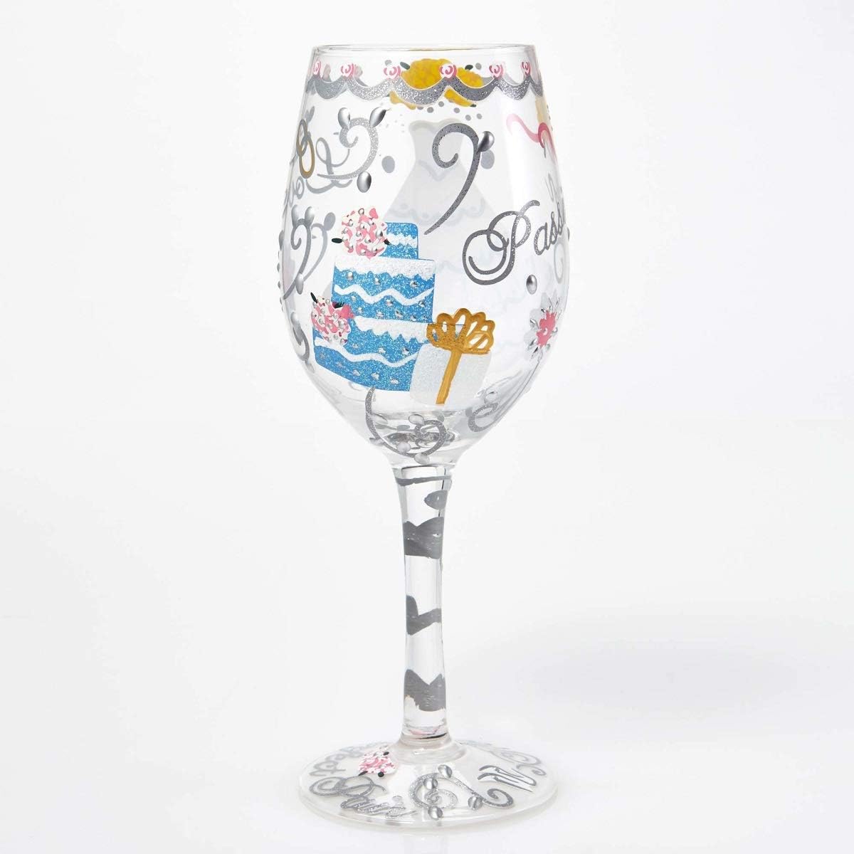 Enesco Designs by Lolita Bride Artisan Made Hand Painted Wine Glass, Wedding Dress, 15 oz