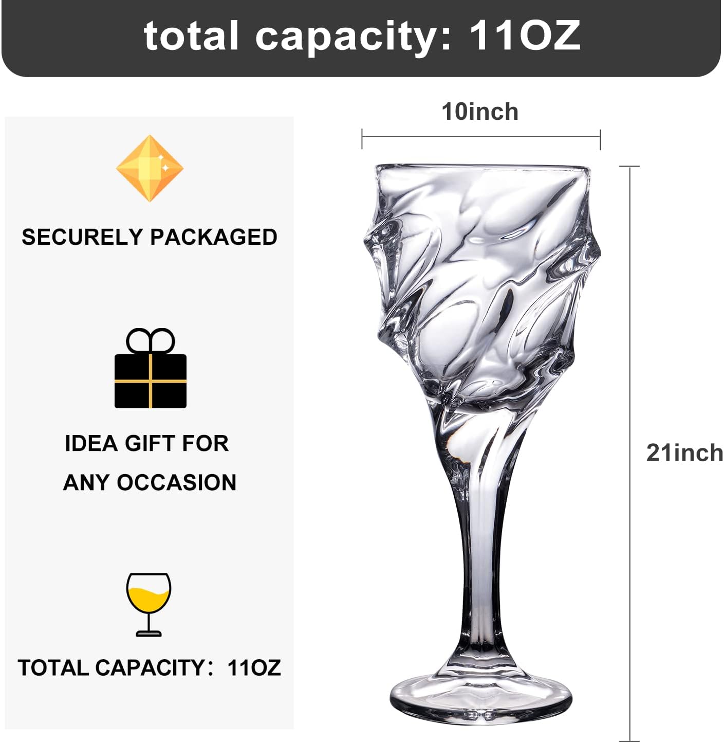 11oz Crystal Wine Gglasses Set with Luxury Gift Box Red Wine Set of 2 -Wedding Gift for Men or Women(Space wine glasses)