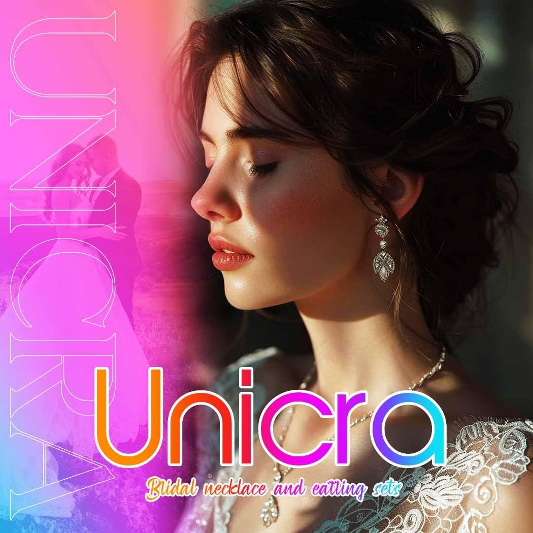 Unicra Bride Silver Bridal Necklace Earrings Set Crystal Wedding Jewelry Set Rhinestone Choker Necklace for Women and Brides