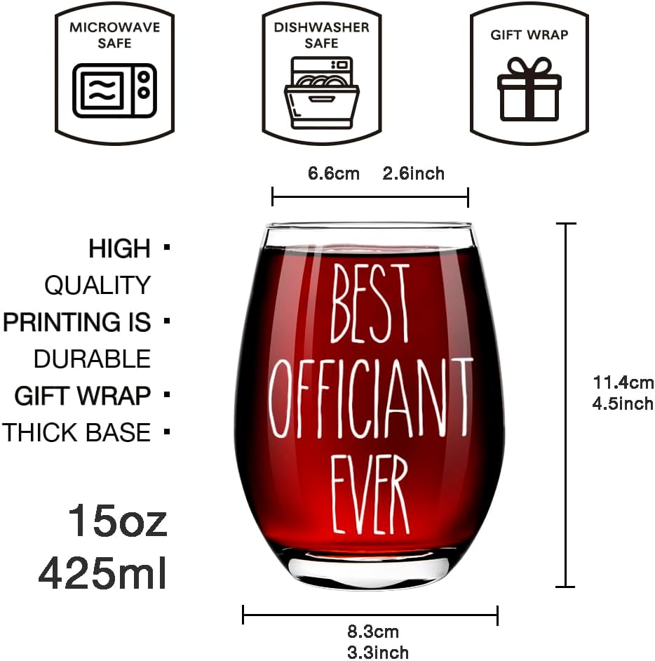 Funny Wine Glass Gifts for Wedding Officiant, Best Officiant Ever Gifts from Bride & Groom, Wedding Officiant Gifts, Officiant Gifts for Wedding Day, Thank You Gift for Wedding Officiant with Wine Bag