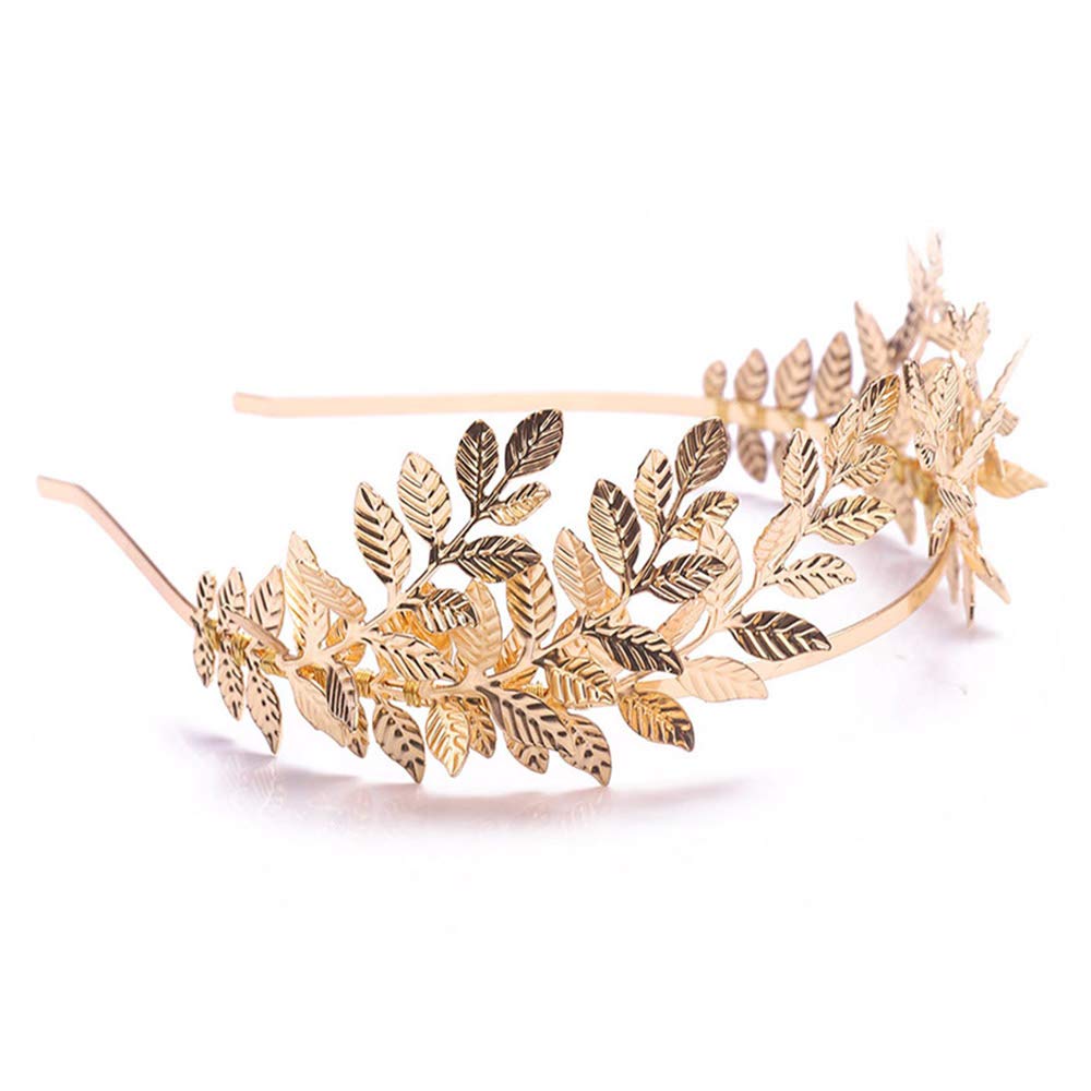 Chargances Bridal Gold Leaf Crown Headband Bridal Tiara Gold Leaf headpiece for Wedding Prom Festival Bridesmaid Hair Accessoriecs(Gold)