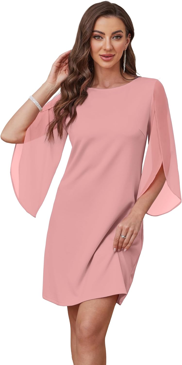 RUMIA Womens Cocktail Dresses Flutter Sleeve Wedding Guest Dresses