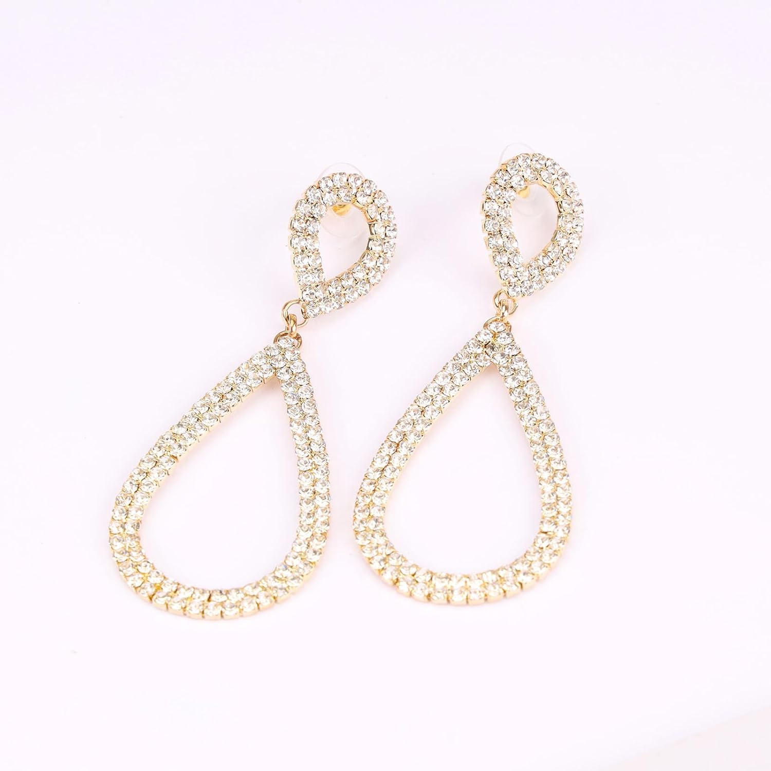 Rhinestone Teardrop Dangle Earrings Sparkly Wedding Jewelry