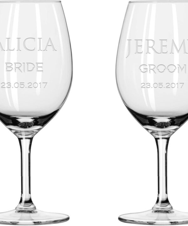 2x Wine glasses, Bride and Groom pair of wine glasses, Maid of honor wine Glass, Personalized wine Glasses,Wedding Gifts,Classic,unique gift
