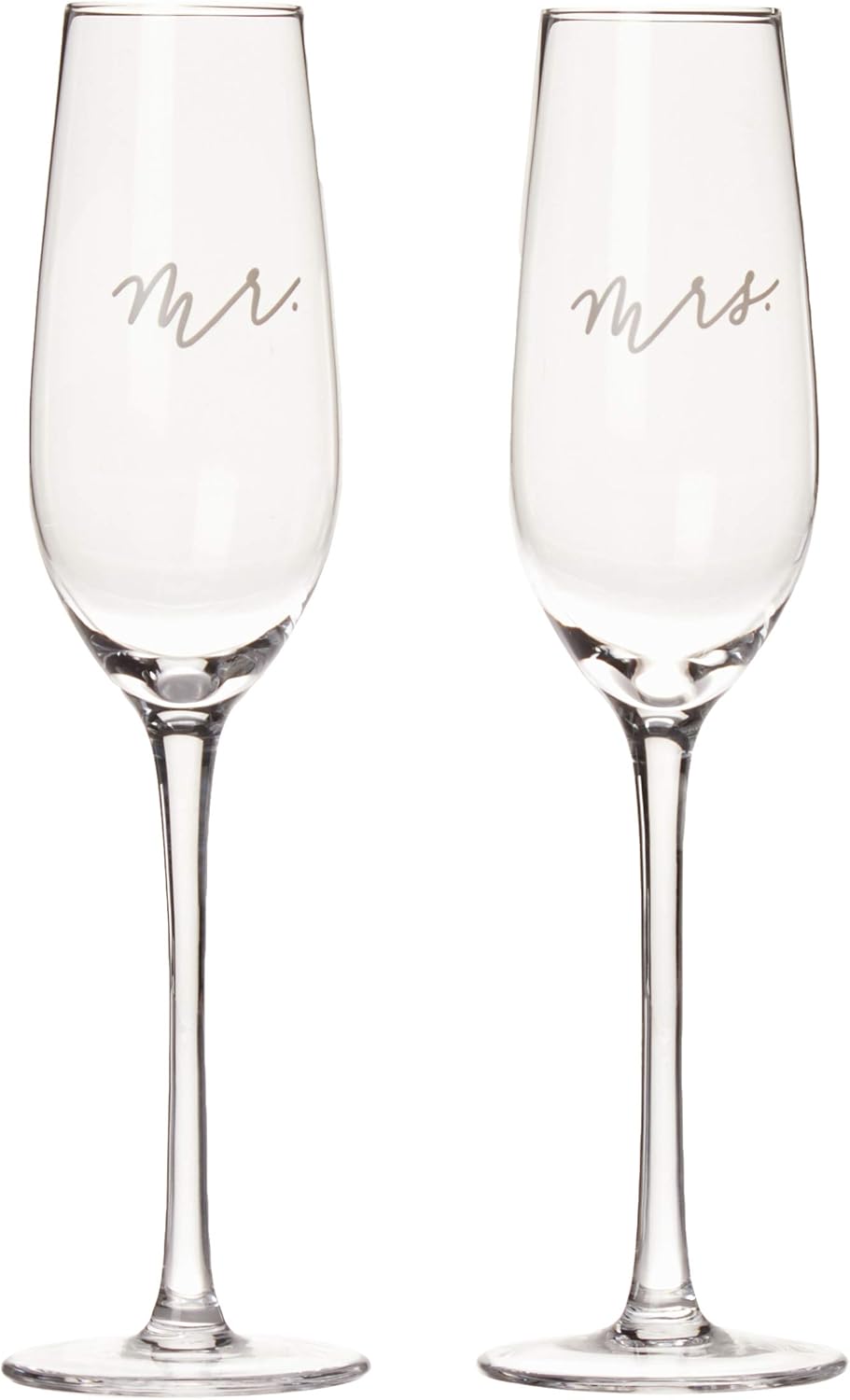 Pearhead Mr. & Mrs. Champagne Flute Set - Elegant His and Hers Wedding Toasting Glasses for Unforgettable Celebrations, Bridal Shower and Registry Idea, Tall Wine Glasses for Bride and Groom