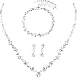 Bridal Rhinestone Wedding Necklace and Earrings - Brides & Bridesmaid Jewelry