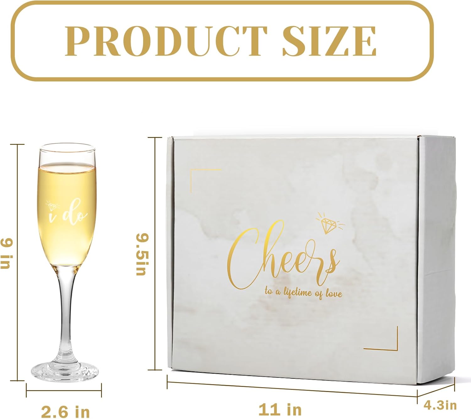 Engagement Gifts for Couples, Champagne Flutes Glass Set, Bridal Shower Wedding Gifts for Newlyweds, Wedding Registry Gift Ideas, Tall Wine Glasses with Wine Stopper and Opener, Yes I do