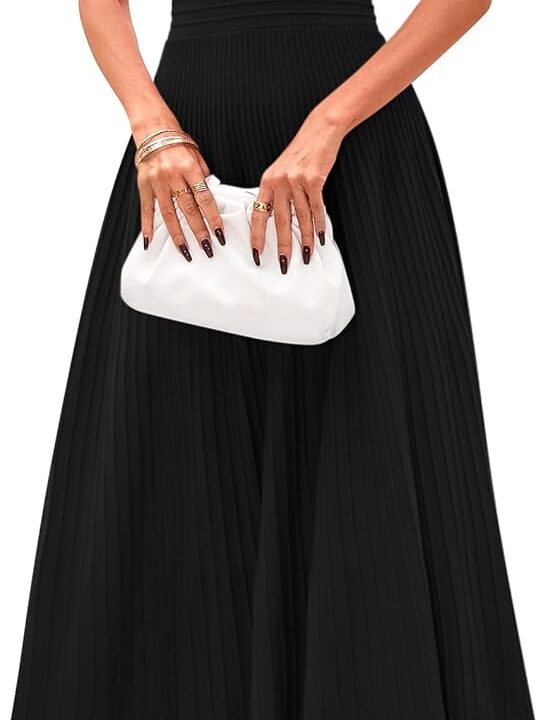 PRETTYGARDEN Spring Casual Dresses for Women 2025 Summer Business Work Midi Sleeveless A Line Pleated Cocktail Dress