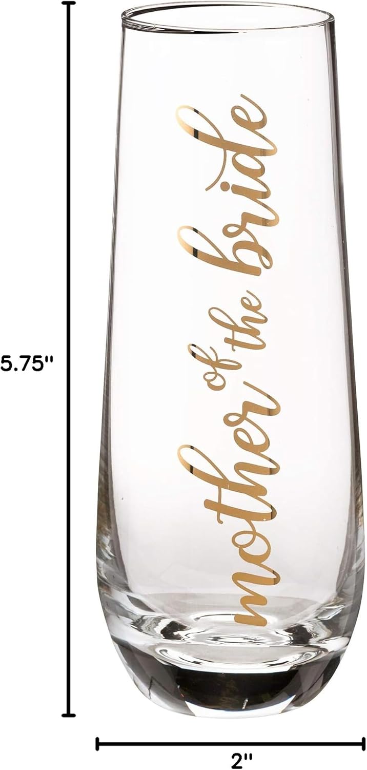 Lillian Rose Mother of Bride Stemless Champagne Glass and Wedding Toasting Glass (G116 MB)