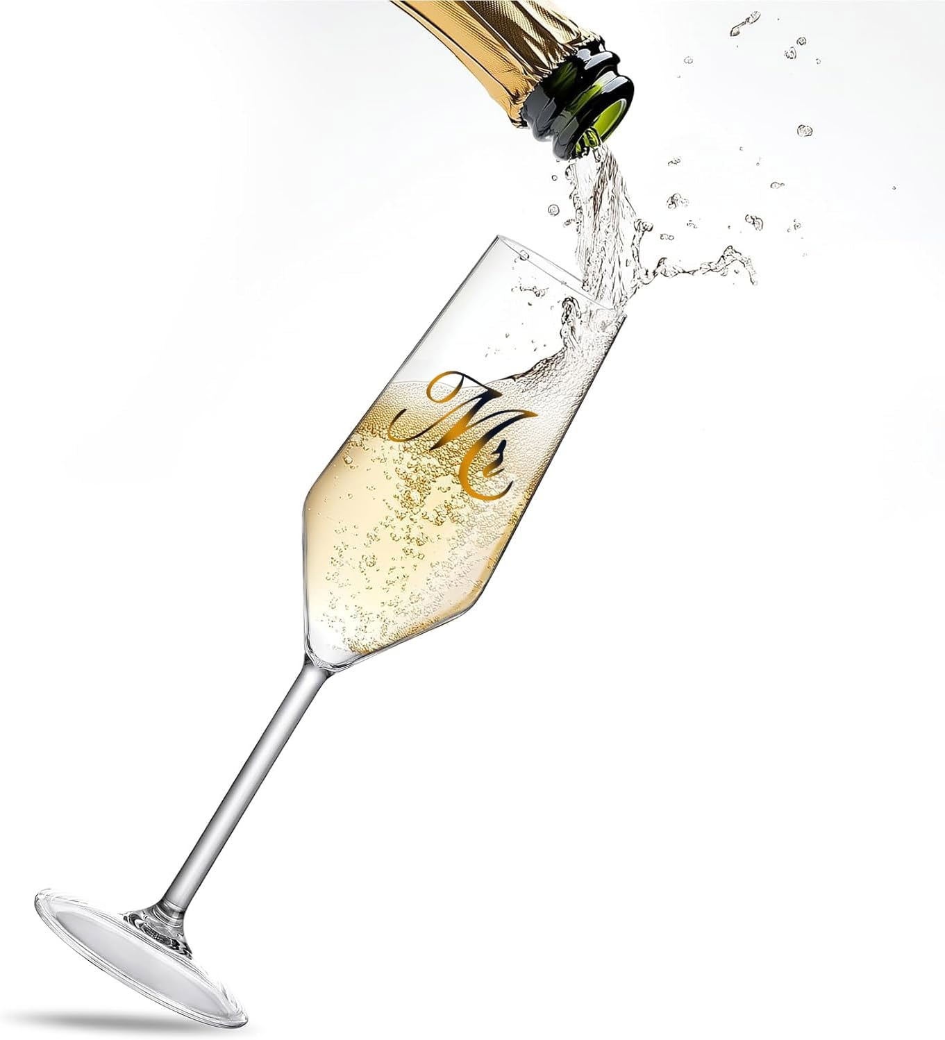 Mfacoy Mr. & Mrs. Champagne Flute Set, Wedding Decor – His and Hers, Wedding Toasting Glasses for Engagement Celebrations, Bridal Shower and Registry Idea, Tall Wine Glasses for Bride and Groom Gifts