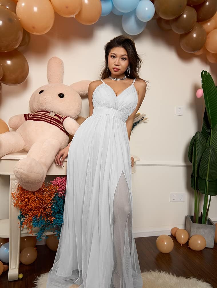 XXTAXN Women’s Sexy Deep V Neck Split Cocktail Party Formal Bridesmaid Maxi Dress