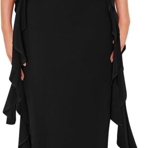 PRETTYGARDEN Women's 2025 Summer Wedding Guest Dress Sleeveless Ruffle Formal Cocktail Party Maxi Bodycon Dresses