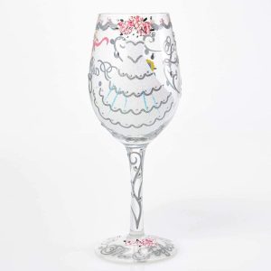 Enesco Designs by Lolita Bride Artisan Made Hand Painted Wine Glass, Wedding Dress, 15 oz