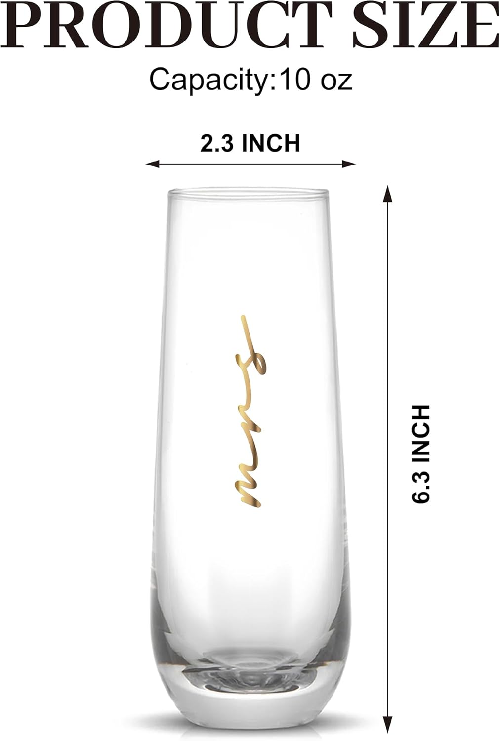 LADY&HOME Mr and Mrs Stemless Champagne Flutes Set of 2, 10oz Bride and Groom Champagne Glasses for Wedding Newlyweds Engagement(Mr and Mrs)