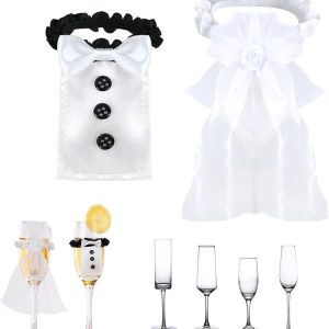 hhfvvda 2 Pack Marriage Bride Groom Wine Cups Wrap Exquisite Toast Glass Accessories Wedding Glasses Cups Decoration for Men Women Champagne Bottle Wraps