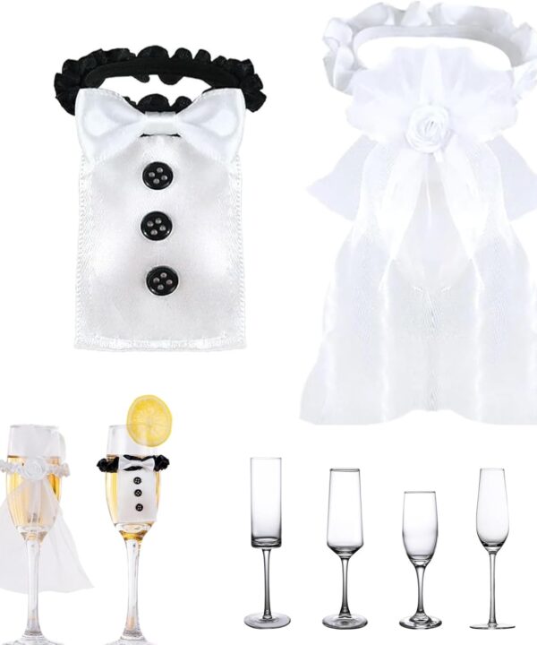 hhfvvda 2 Pack Marriage Bride Groom Wine Cups Wrap Exquisite Toast Glass Accessories Wedding Glasses Cups Decoration for Men Women Champagne Bottle Wraps