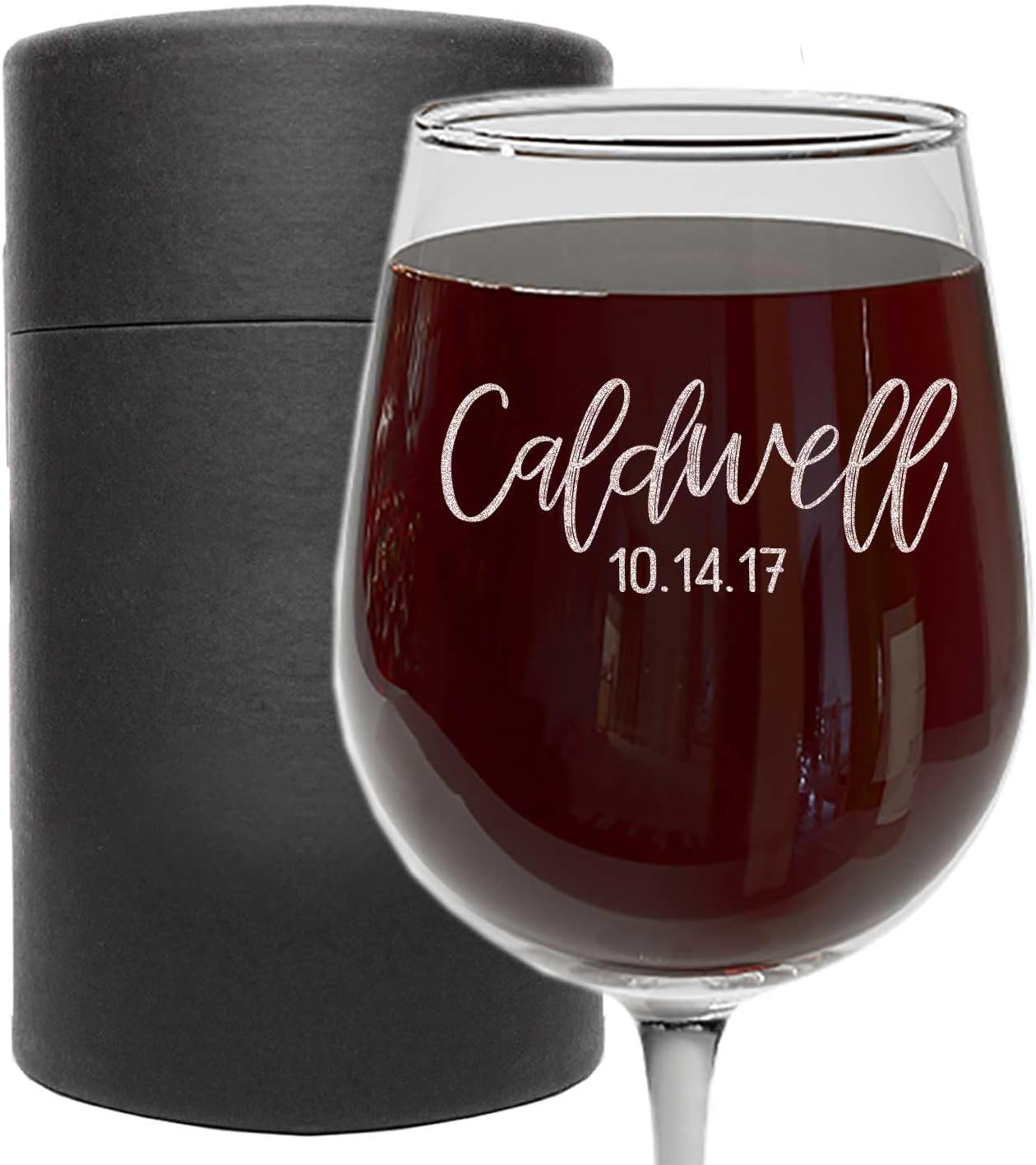 Personalized Mothers Day Etched 16oz Stemmed Wine Glass - Wine Gifts for Women, Custom Mom Engraved Stemmed, Wedding Glass Bride and Groom, Bridal Party, Customized Mum Gift for Her, Caldwell