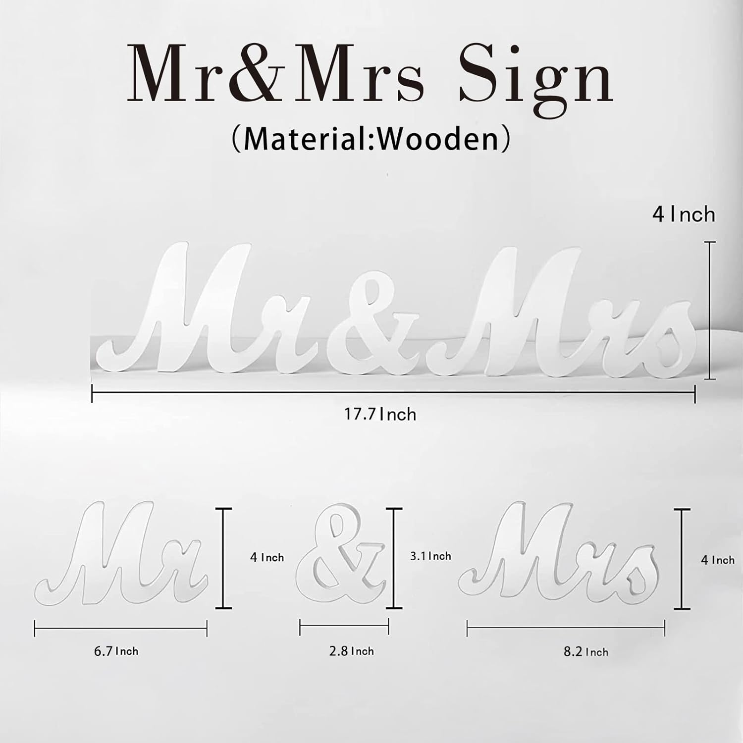 Engraved Mr and Mrs Champagne Flutes with Wooden Sign Set,Toasting Glasses for Bride and Groom,Wedding Cake Knife and Server Set with Just Married Banner for Reception and Ceremony