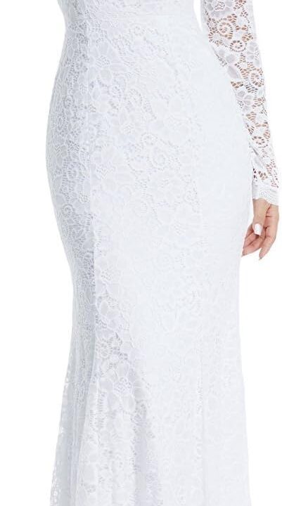 LALAGEN Women's Floral Lace Long Sleeve Off Shoulder Wedding Mermaid Dress