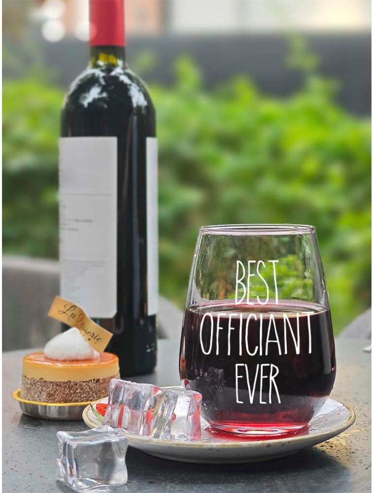 Funny Wine Glass Gifts for Wedding Officiant, Best Officiant Ever Gifts from Bride & Groom, Wedding Officiant Gifts, Officiant Gifts for Wedding Day, Thank You Gift for Wedding Officiant with Wine Bag