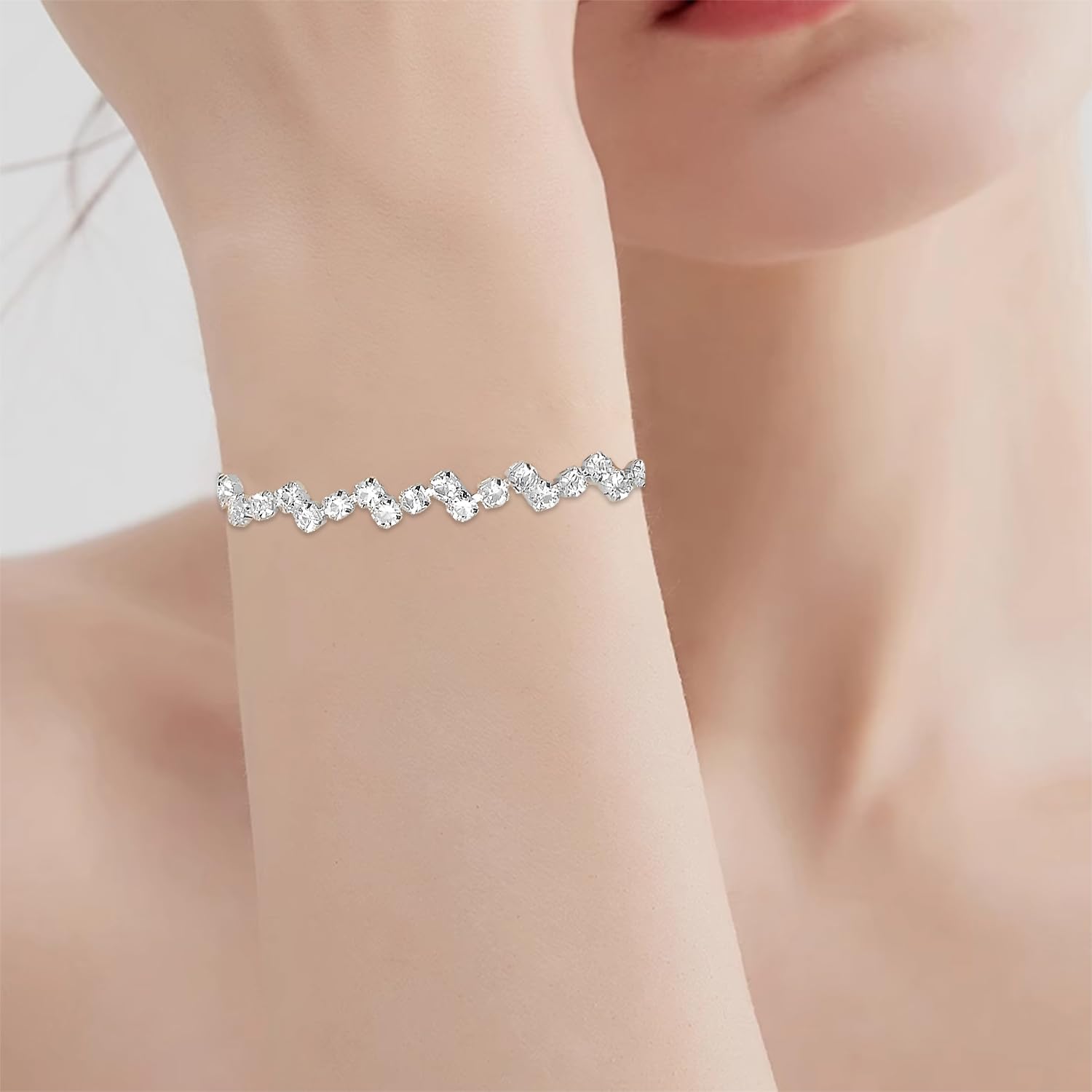 Elegant Necklace Earrings Bracelet Crystal Bridal Wedding Jewelry Sets for Brides Bridesmaid Prom Formal Costume Accessories for Women