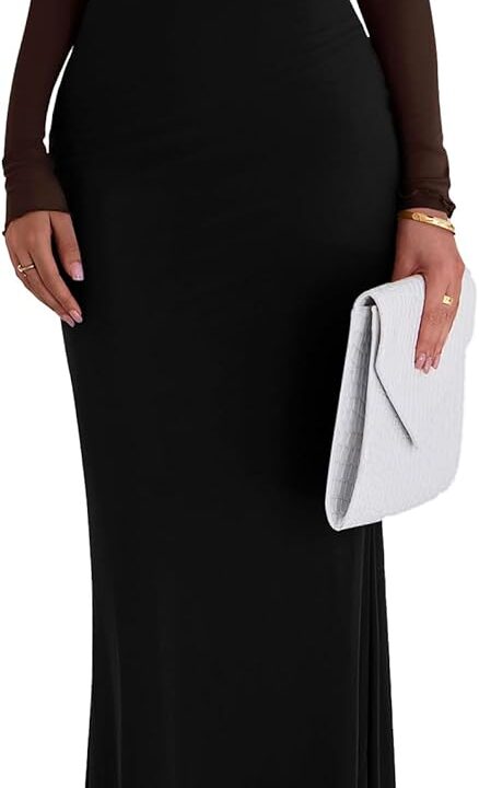 PRETTYGARDEN Fall Dresses for Women 2025 Elegant Off The Shoulder Long Sleeve Formal Wedding Guest Bodycon Maxi Dress