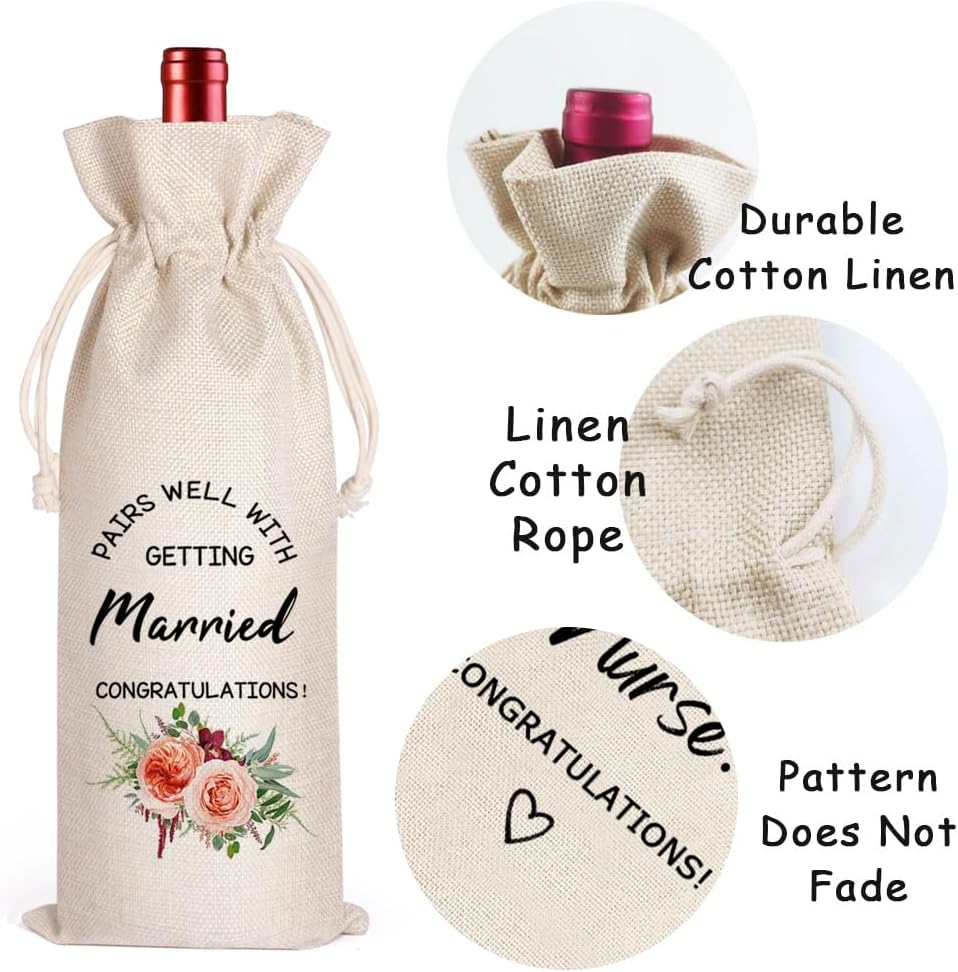 LANBAIHE Wedding Wine Bag, Getting Married Congratulations Wine Bag, Gift for Wedding, Engagement, Couples, Bride, Gifts For Her