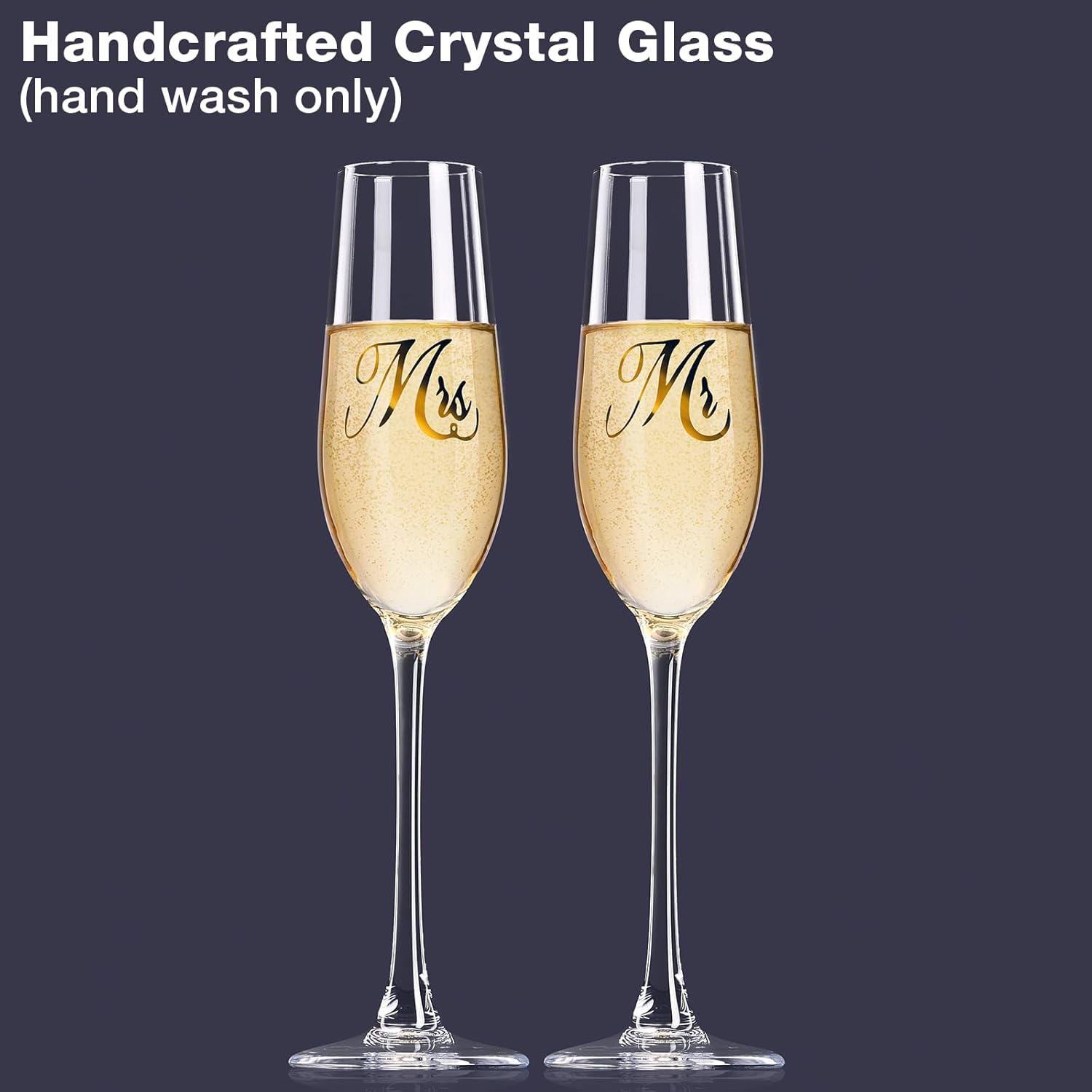 Mfacoy Mr. & Mrs. Champagne Flute Set, Wedding Decor – His and Hers, Wedding Toasting Glasses for Engagement Celebrations, Bridal Shower and Registry Idea, Tall Wine Glasses for Bride and Groom Gifts