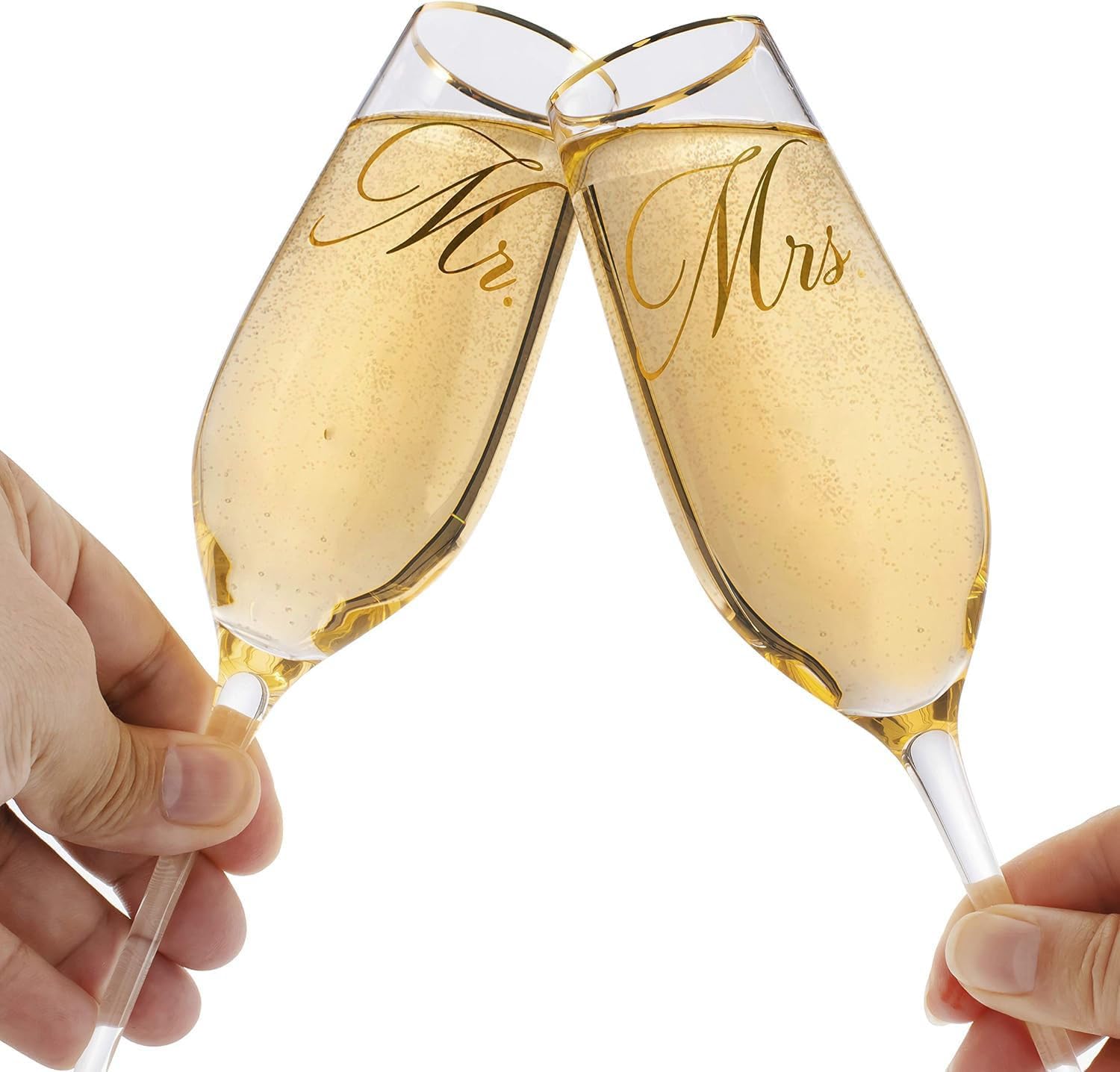 Mfacoy Mr. & Mrs. Champagne Flute Set, Wedding Decor – His and Hers, Wedding Toasting Glasses for Engagement Celebrations, Bridal Shower and Registry Idea, Tall Wine Glasses for Bride and Groom Gifts