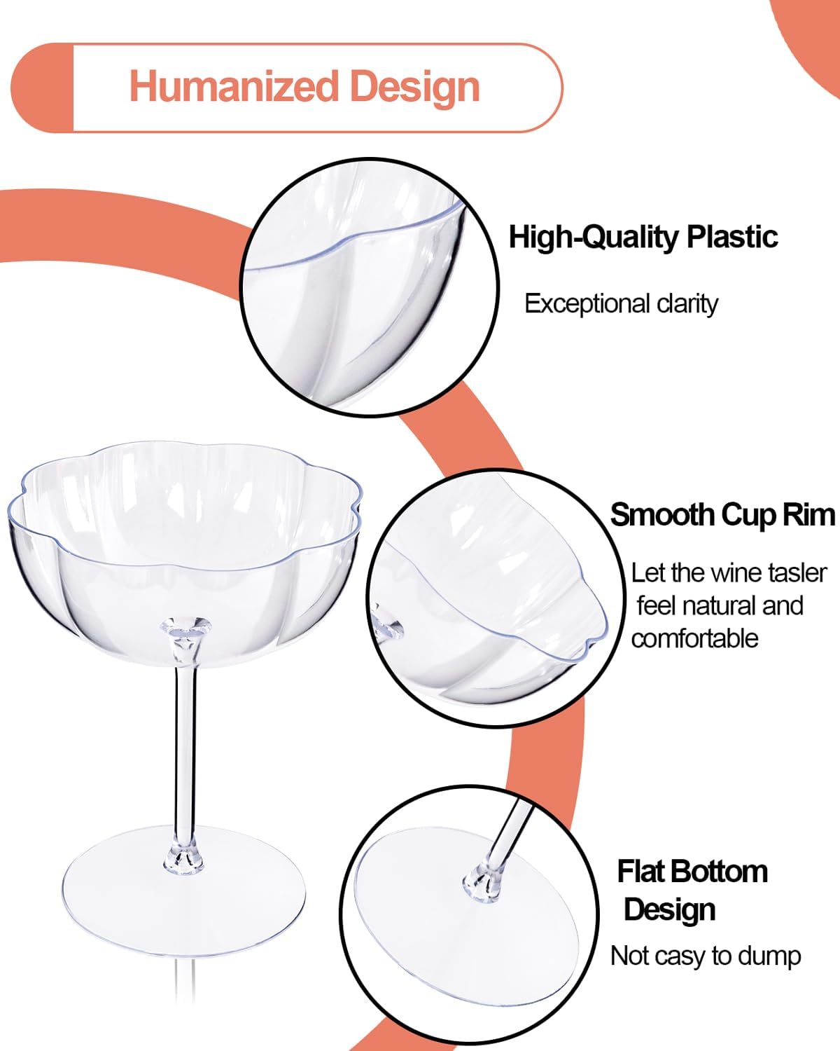 Ciaell 12PCS Plastic Martini Glasses – 10 Oz Elegant Disposable Cocktail Glasses for Champagne Wine Wedding Party Anniversary Bar