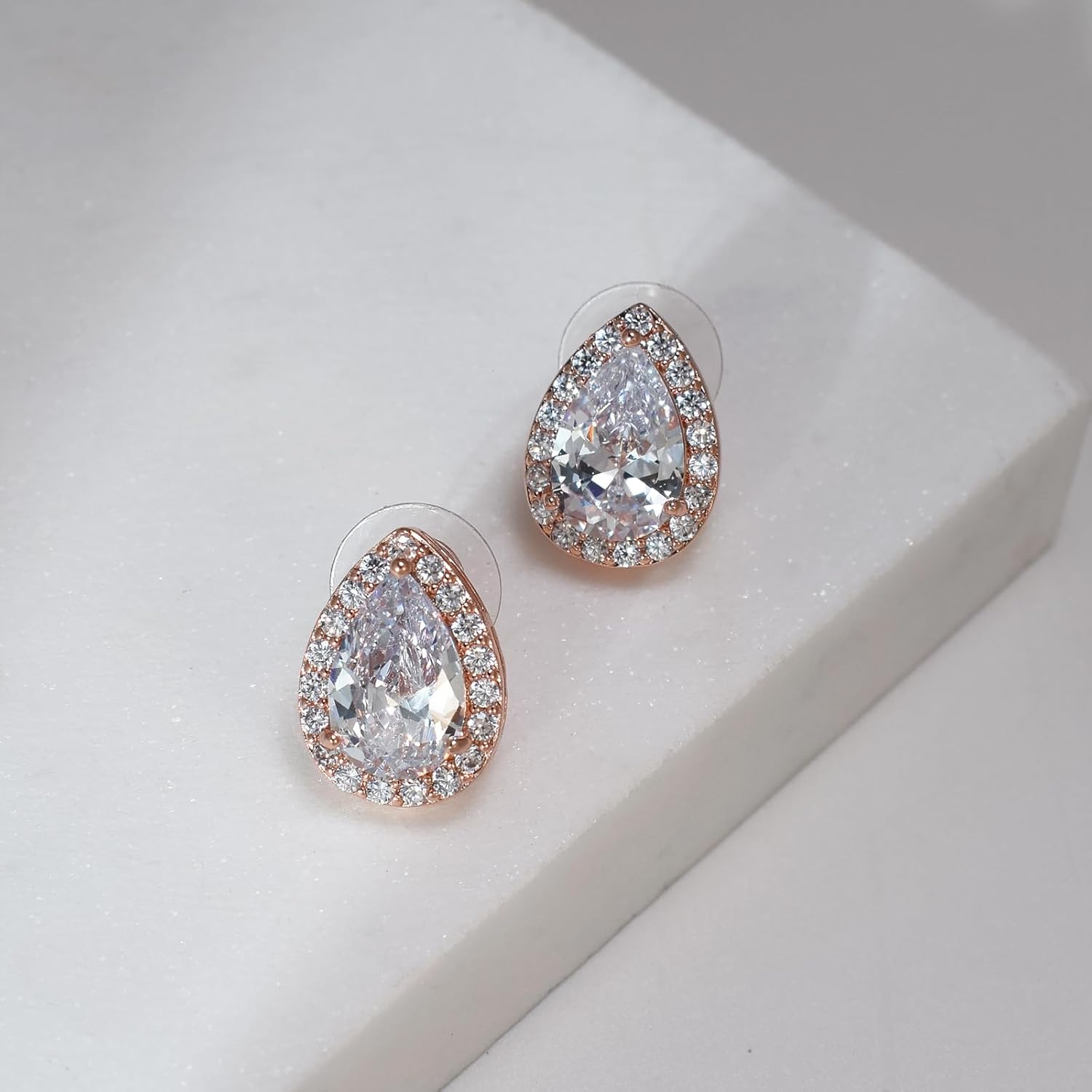 UDYLGOON Imitation Cubic Zironia Diamond Teardrop Earrings Necklace Bracelet Jewelry Set For Bride Bridesmaids Bridal Wedding Party Prom Jewelry Gift