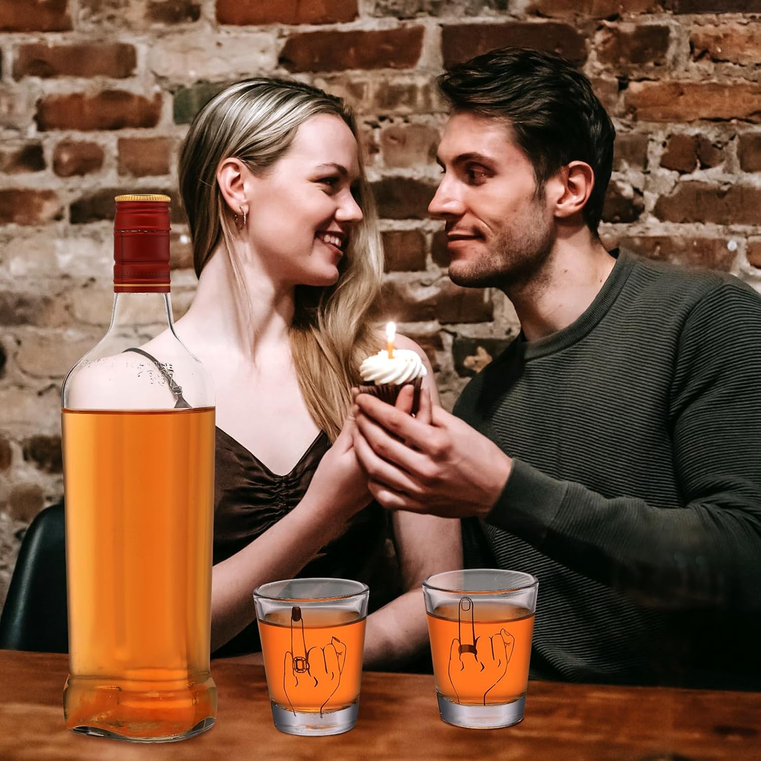 Mimorou Bride and Groom Glasses 2 Pieces Ring Finger Wedding Funny Bride Wine Glass 2 oz Mr and Mrs Engagement Gifts Stemless for Newlyweds Couples(Classic,1.93 Inch)