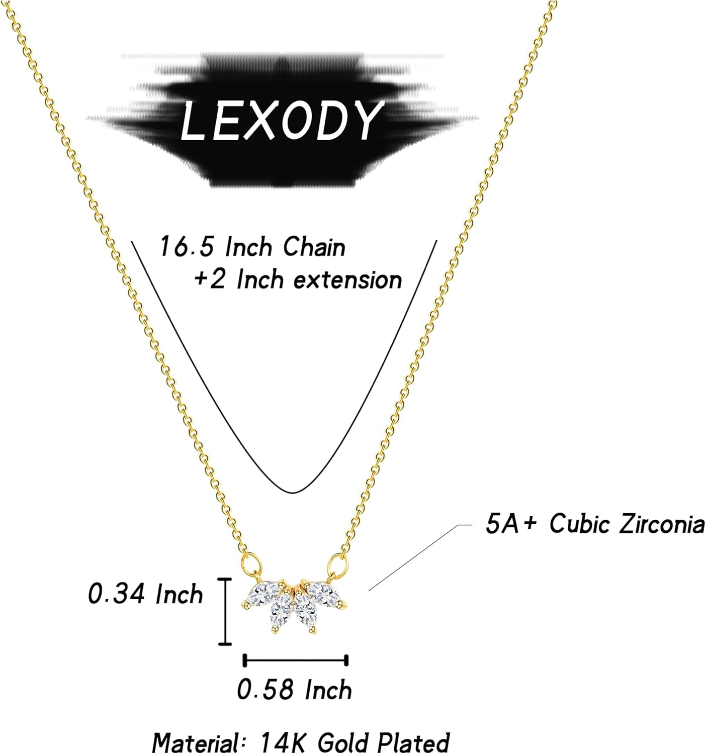 LEXODY Diamond Necklaces for Women, Dainty 14k Gold Plated Leaf Pendant Necklace Layered CZ Necklace Simple Choker Necklaces for Women Trendy Jewelry Gifts