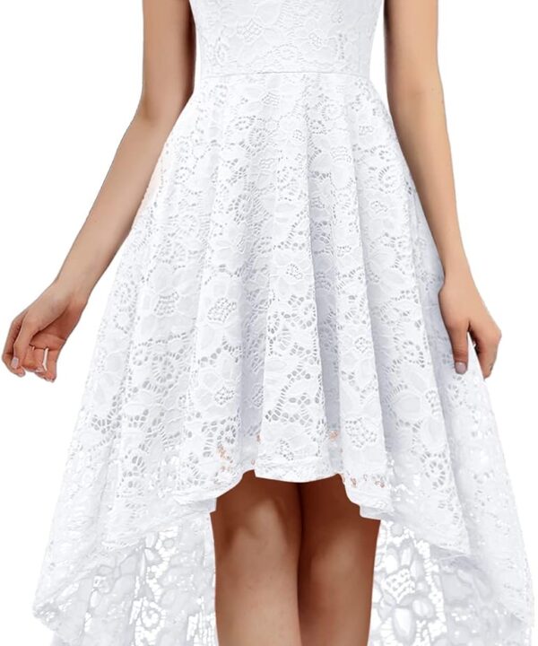 Dressystar Women's Lace Cocktail Dress Hi-Lo Off Shoulder Bridesmaid Swing Formal Party Dress