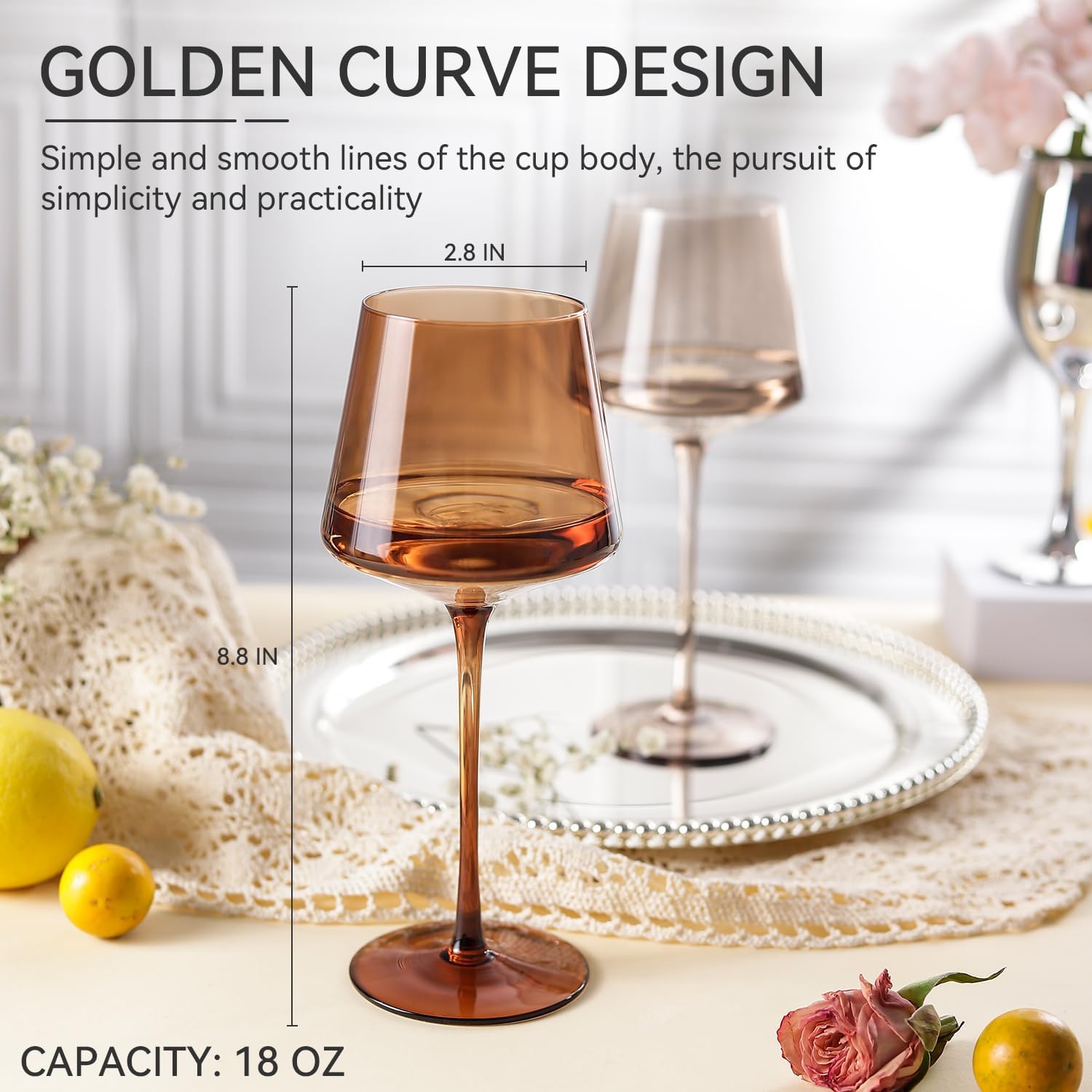 Colored Wine Glasses Set of 6-18ozHand BlownCrystal Colorful Wine Glasses with Stem-Muticolor Wine Glass Wedding gift set for wine lovers Red White Wine Dinner