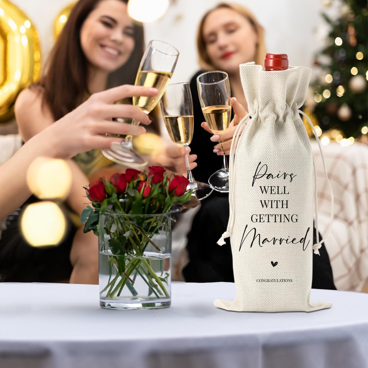 Wedding Gifts for Bride and Couple – Bridal Shower, Honeymoon, Bachelorette Party Wine Bag for Women, Men, Friend, Niece – Mrs Gift for Wine Bottles
