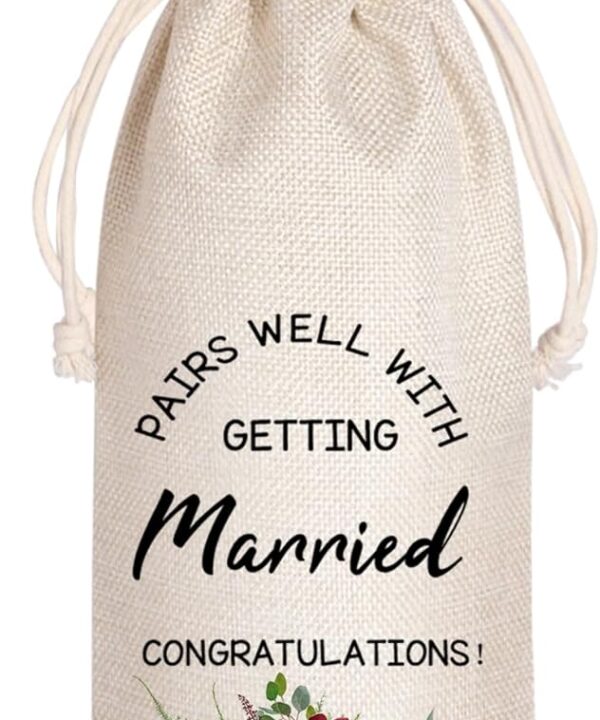 LANBAIHE Wedding Wine Bag, Getting Married Congratulations Wine Bag, Gift for Wedding, Engagement, Couples, Bride, Gifts For Her