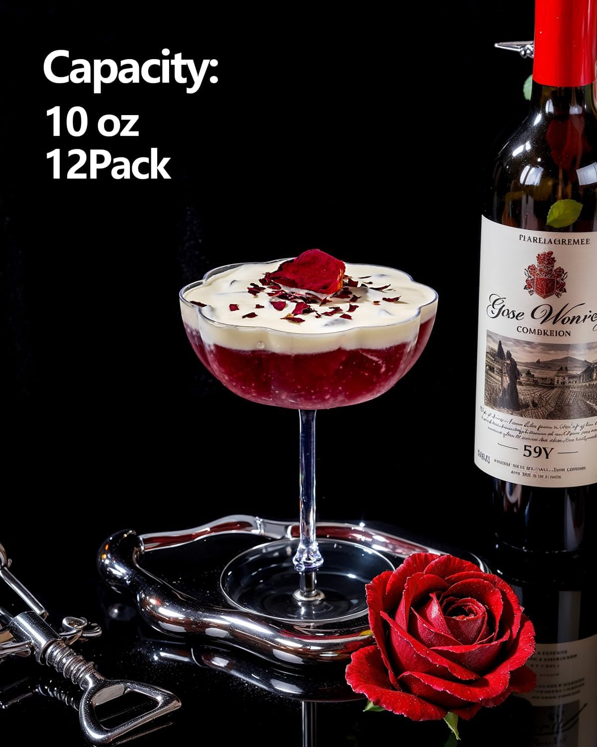 Ciaell 12PCS Plastic Martini Glasses – 10 Oz Elegant Disposable Cocktail Glasses for Champagne Wine Wedding Party Anniversary Bar