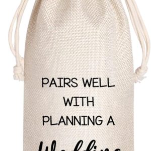 LANBAIHE Wedding Wine Bag, Wedding Couples, Bride and Groom Wine Gift,Linen Wine Gift Bag,Reusable Wine Bag