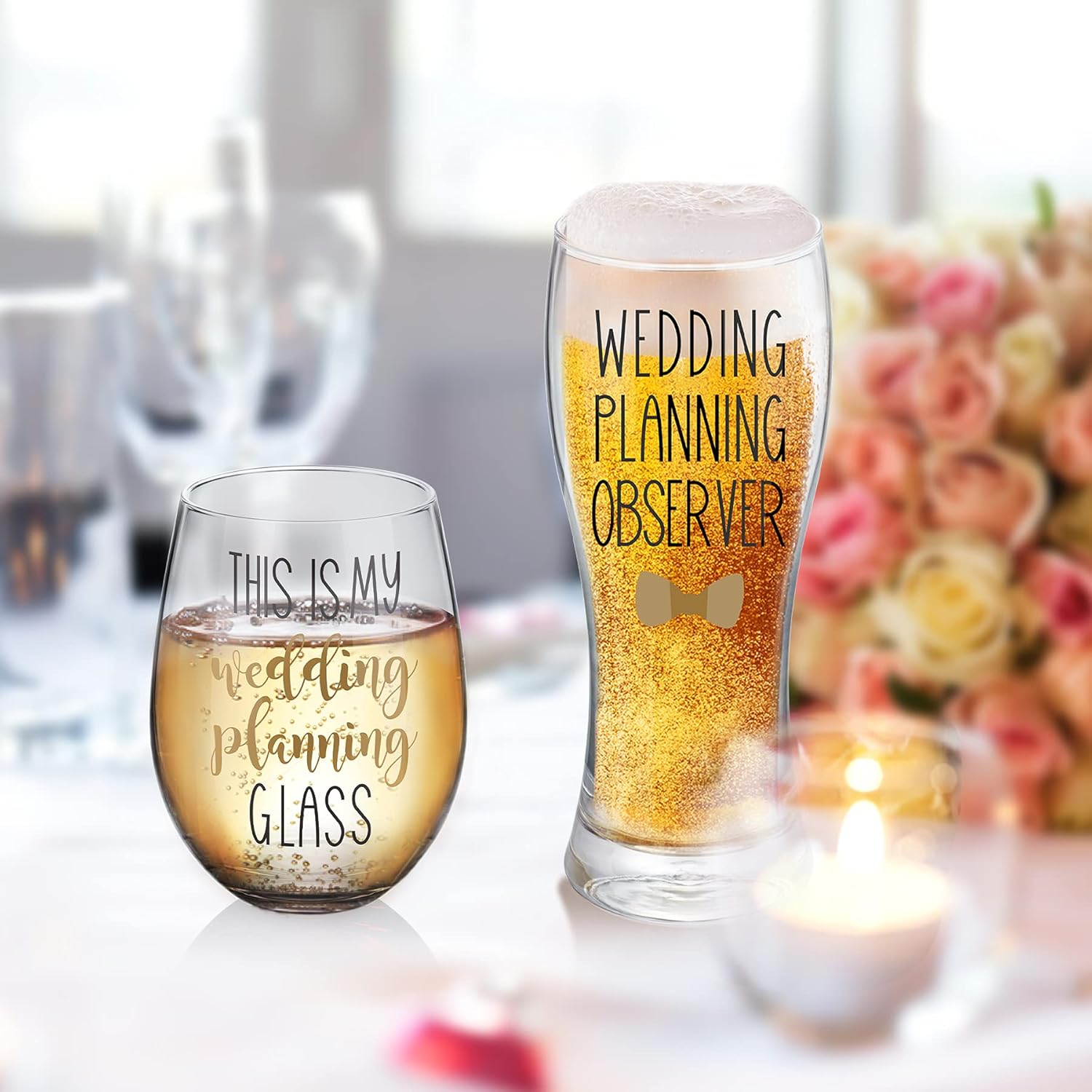 This is My Wedding Planning Glass Set, Engagement Gifts for Couples, Mr & Mrs, Anniversary, Wedding Gift for Newlyweds, Bride and Groom, Bridal Shower Gift Set