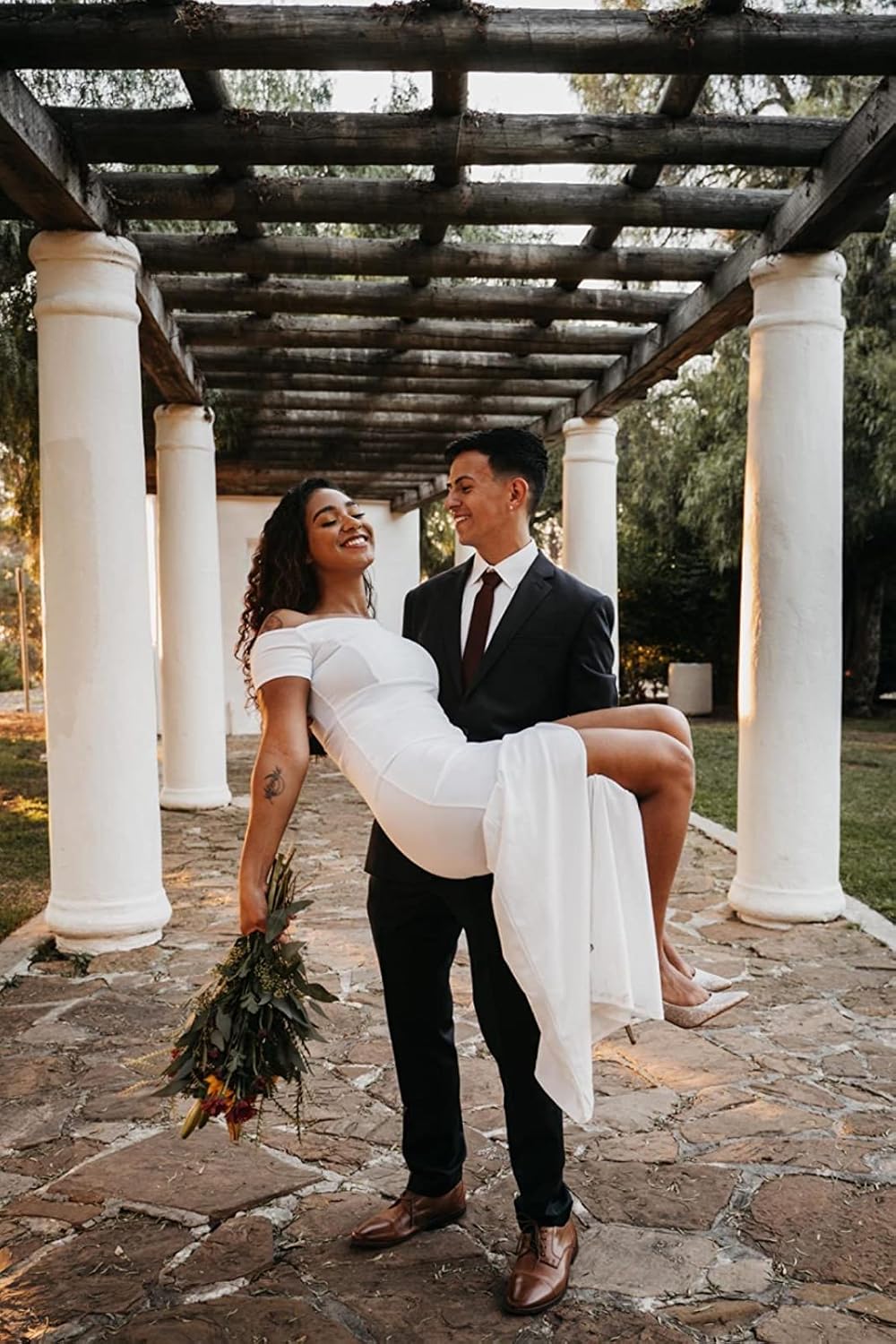 YMDUCH Women’s Off Shoulder High Split Long Formal Party Dress Evening Gown