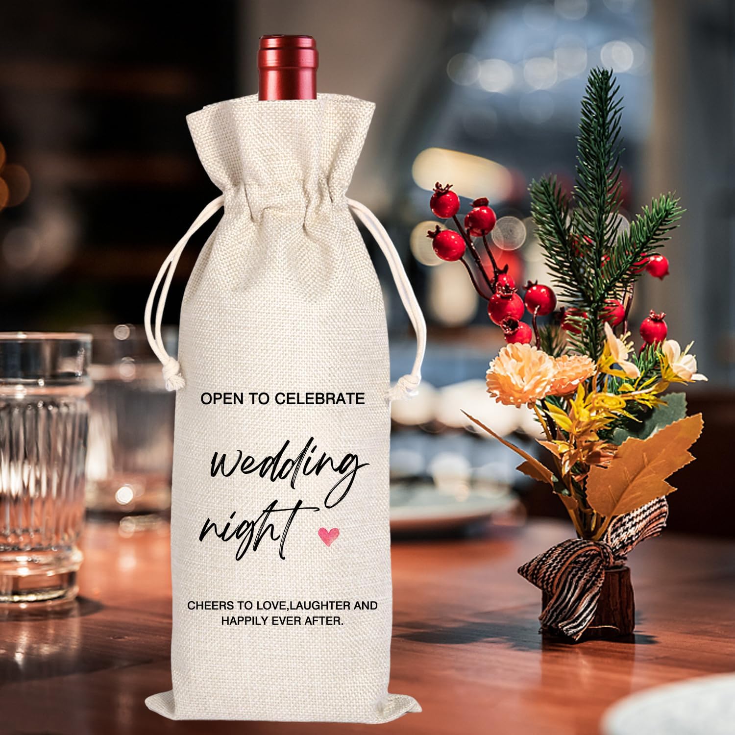 Marriage Wine Bag | Wedding Gifts Wine Bag | Engagement Wine Bag | Engagement Party Gifts | Bridal Shower Gift | Wedding Night Mr and Mrs Wedding Gifts for Couple 11WB59