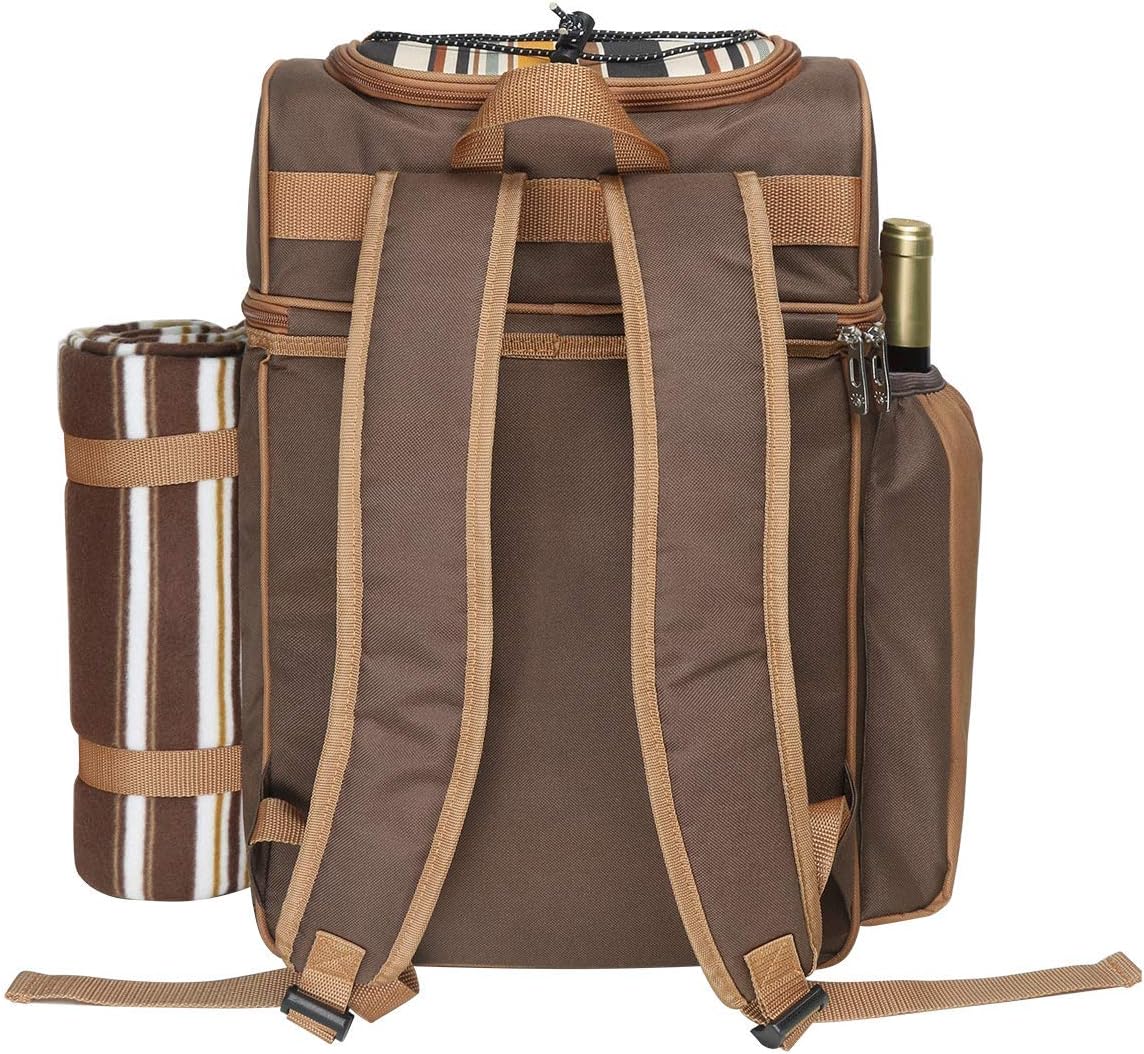 Hap Tim Picnic Basket Backpack for 2 Person with 2 Insulated Cooler Compartment, Wine Holder, Fleece Blanket, Cutlery Set, Wedding Gifts for Couples, Bridal Shower Gifts, Engagement Gifts